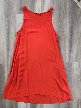 Everlane Red Scoop Neck Sleeveless Silk Dress With Pockets Medium